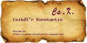 Csikár Konstantin névjegykártya